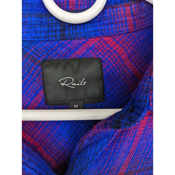 Rails Hunter Women Shirt Medium Purple Plaid Rayon Flannel Top Blue Western - Picture 3 of 4